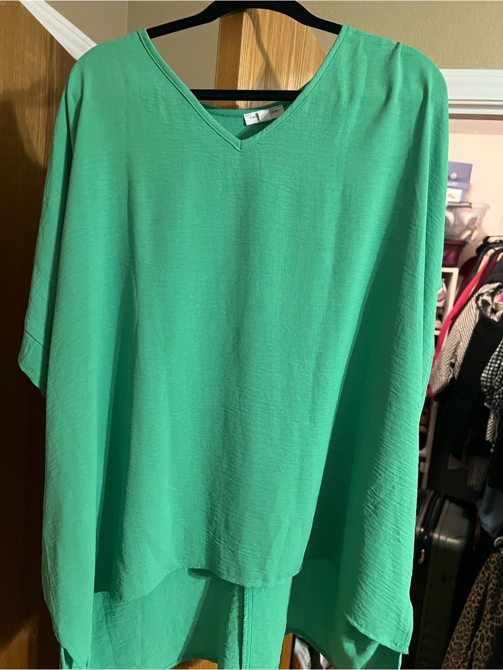 Chic Soul V-Neck Flowing Tunic Top - Mint Green